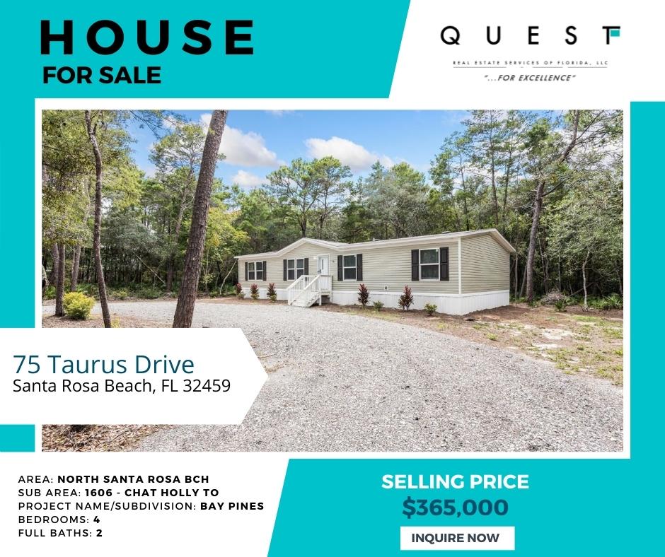 New Listing In Santa Rosa Beach: 75 Taurus Drive! Price Just Reduced!